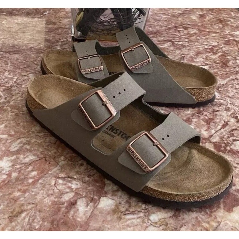Birkenstock Women's Green Leather Two Strap Sandal Sz 41/US 10 EUC! $170